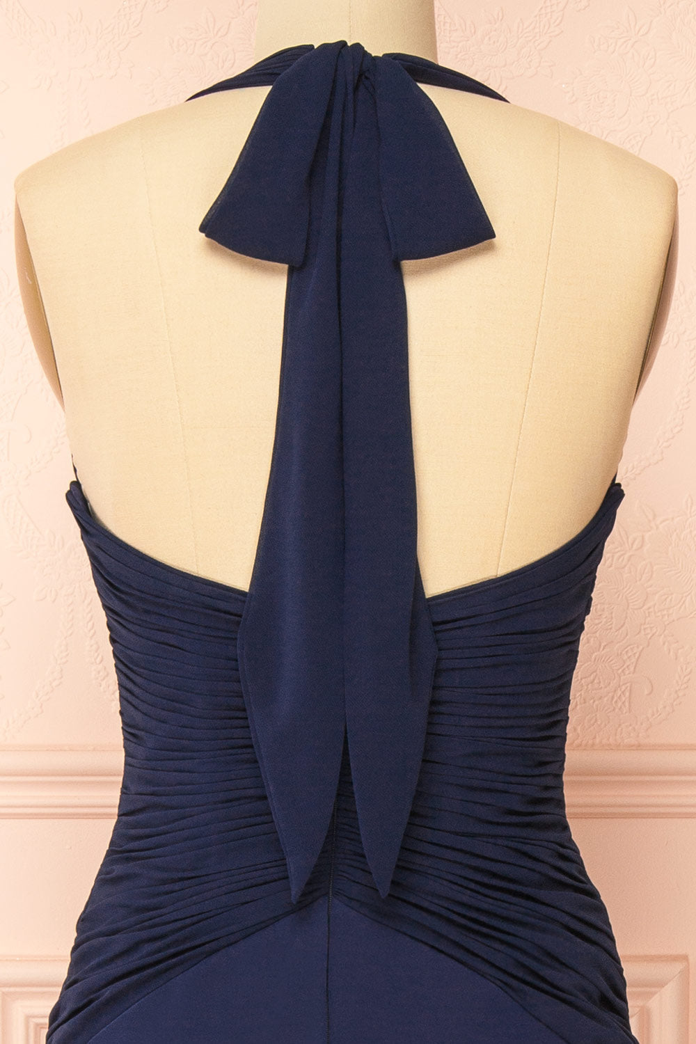 Myrna Navy | Mermaid Maxi Chiffon Dress with Halter Neck