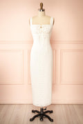 Nakoa | Ivory Lace Midi Dress with Square Neckline