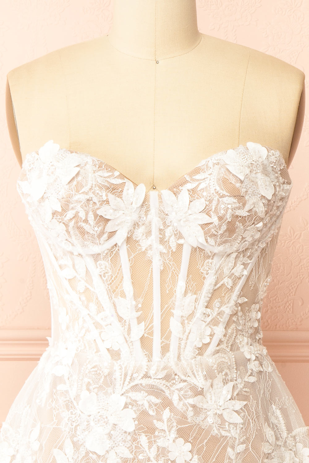 Nalah | White Short Corset Dress with Appliqués