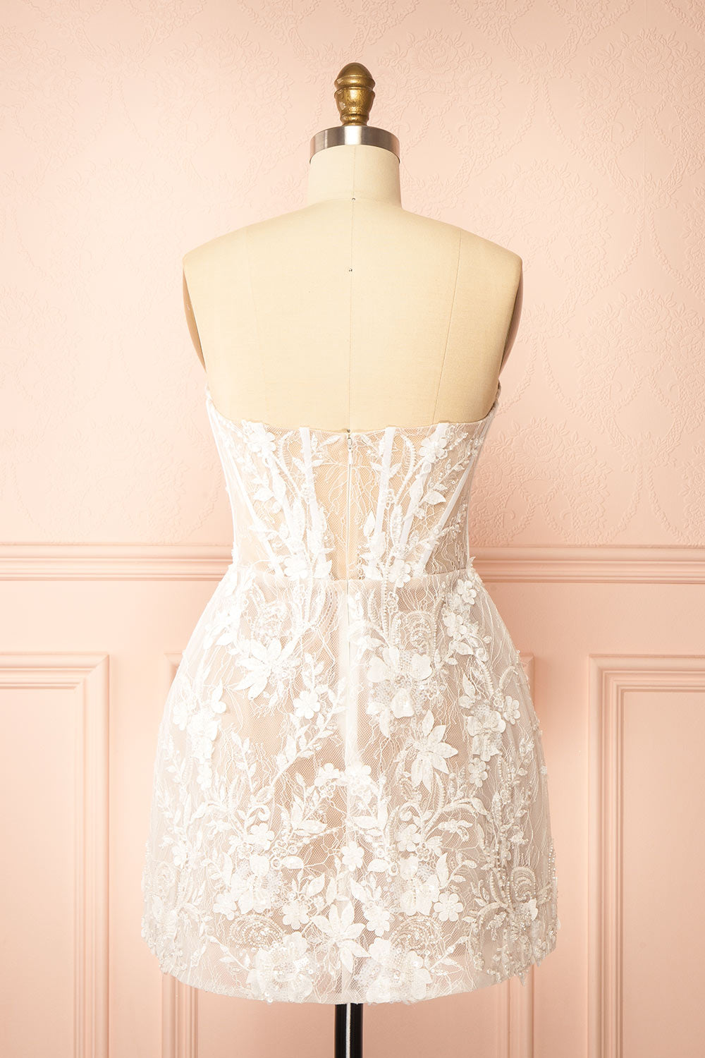 Nalah | White Short Corset Dress with Appliqués