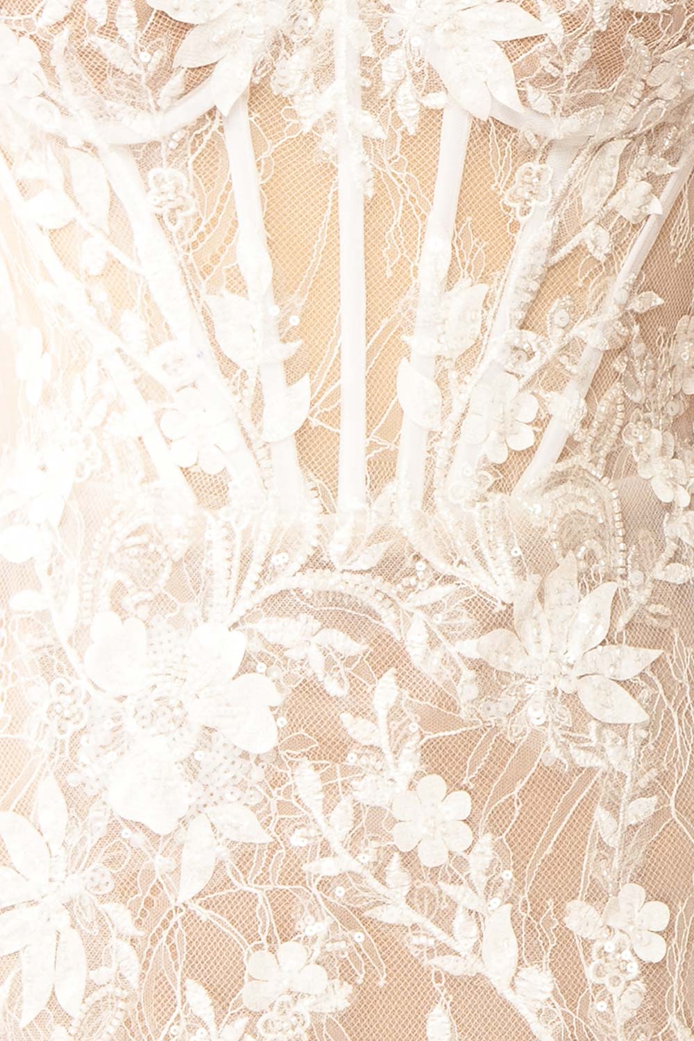 Nalah | White Short Corset Dress with Appliqués