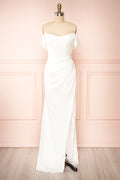 Namie Ivory | Corset Maxi Dress with Removable Straps