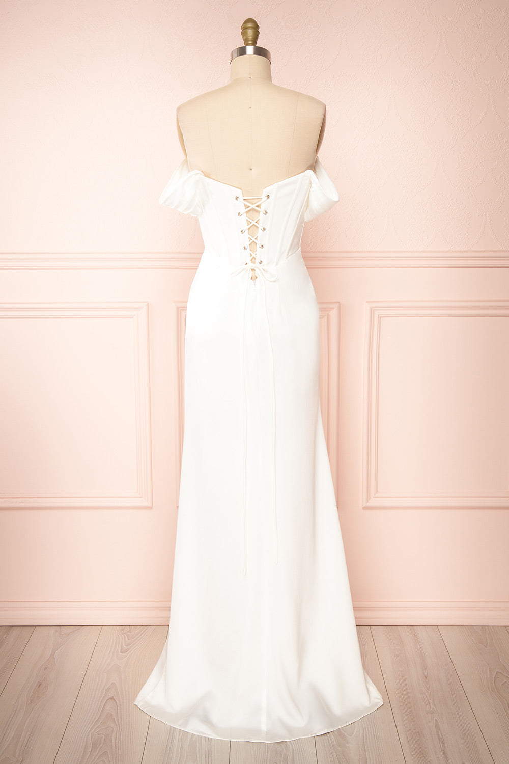 Namie Ivory | Corset Maxi Dress with Removable Straps