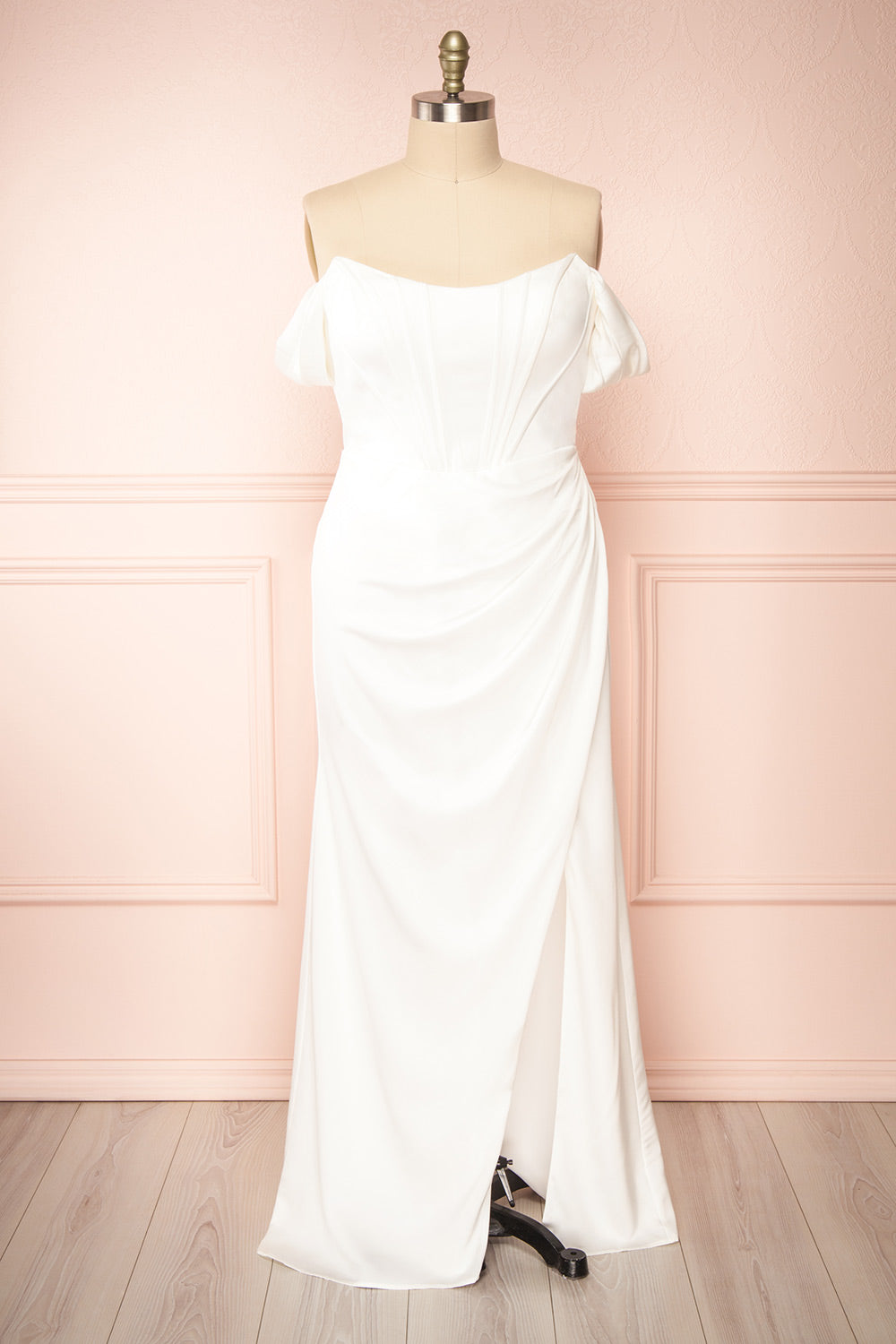 Namie Ivory | Corset Maxi Dress with Removable Straps