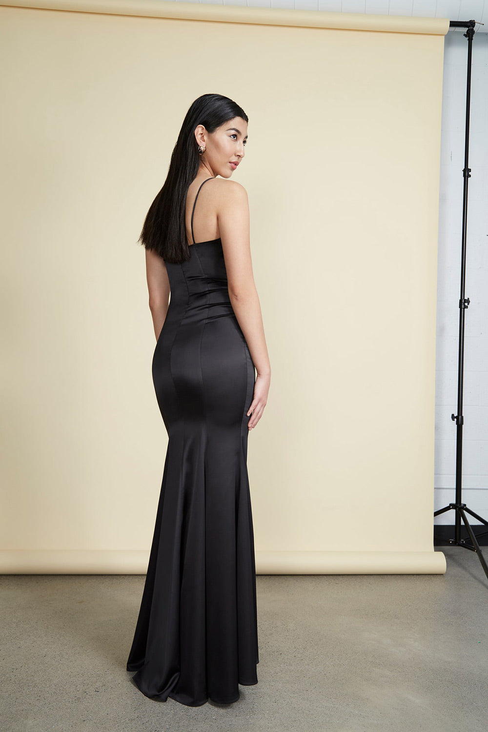 Naomie Black | Silky Mermaid Gown with Slit by Arti Gogna