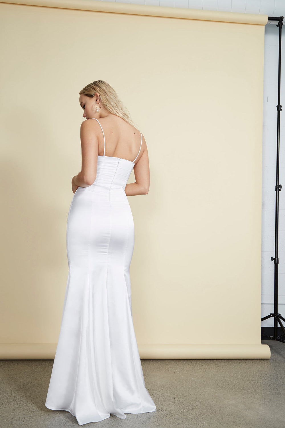 Naomie Ivory | Silky Mermaid Bridal Gown with Slit by Arti Gogna
