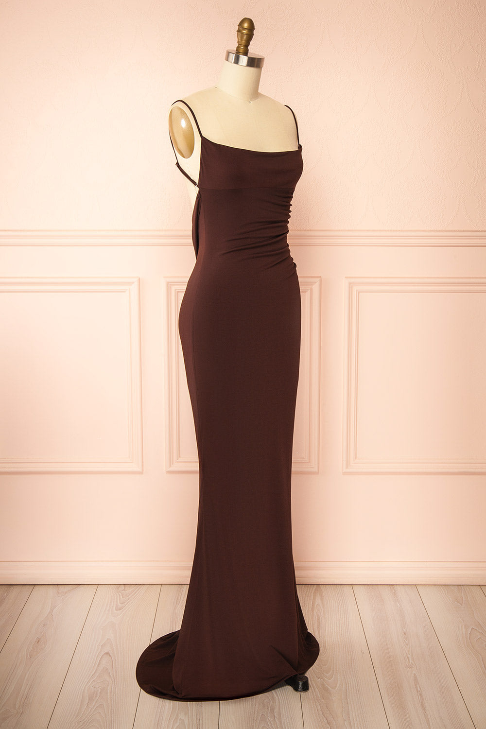 Nayla Brown | Mermaid Maxi Dress with Open Back