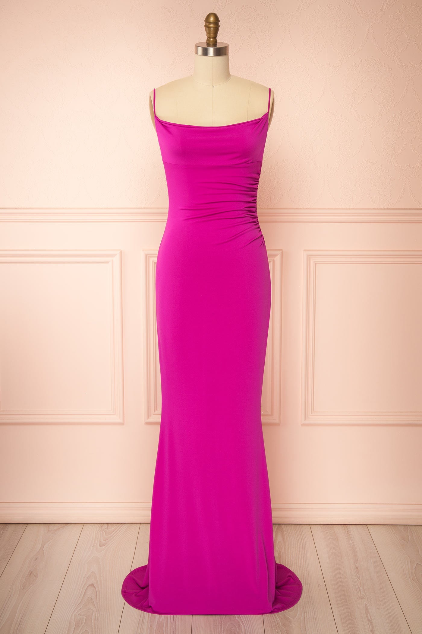 Nayla Fuchsia | Mermaid Maxi Dress with Open Back