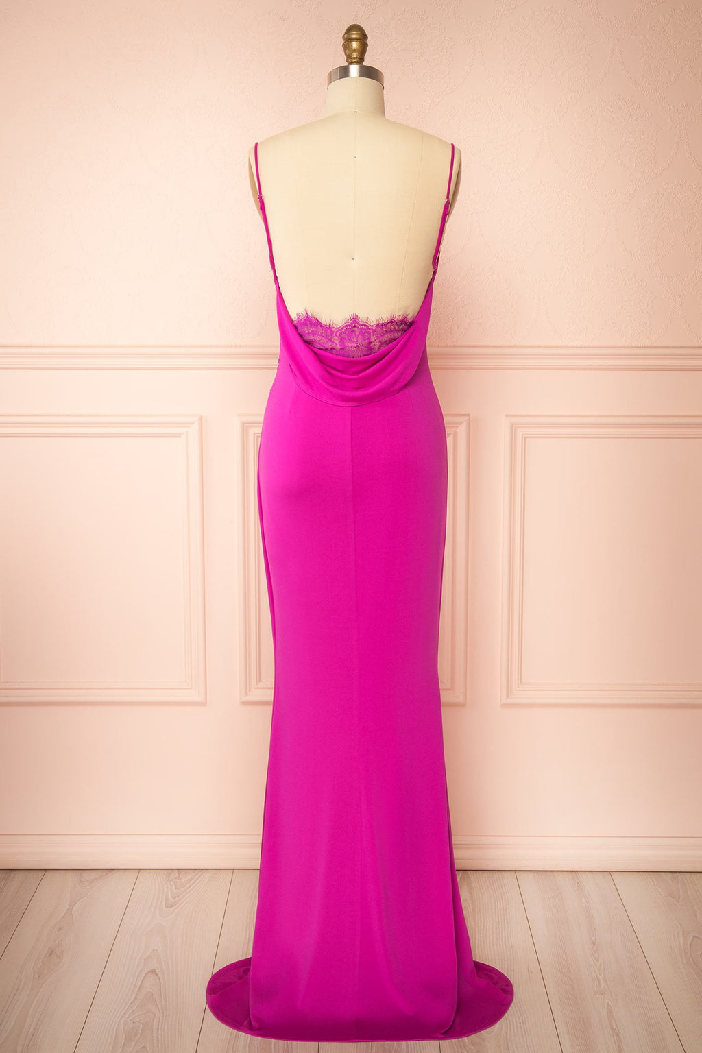 Nayla Fuchsia | Mermaid Maxi Dress with Open Back