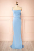 Nayla Light Blue | Mermaid Maxi Dress with Open Back