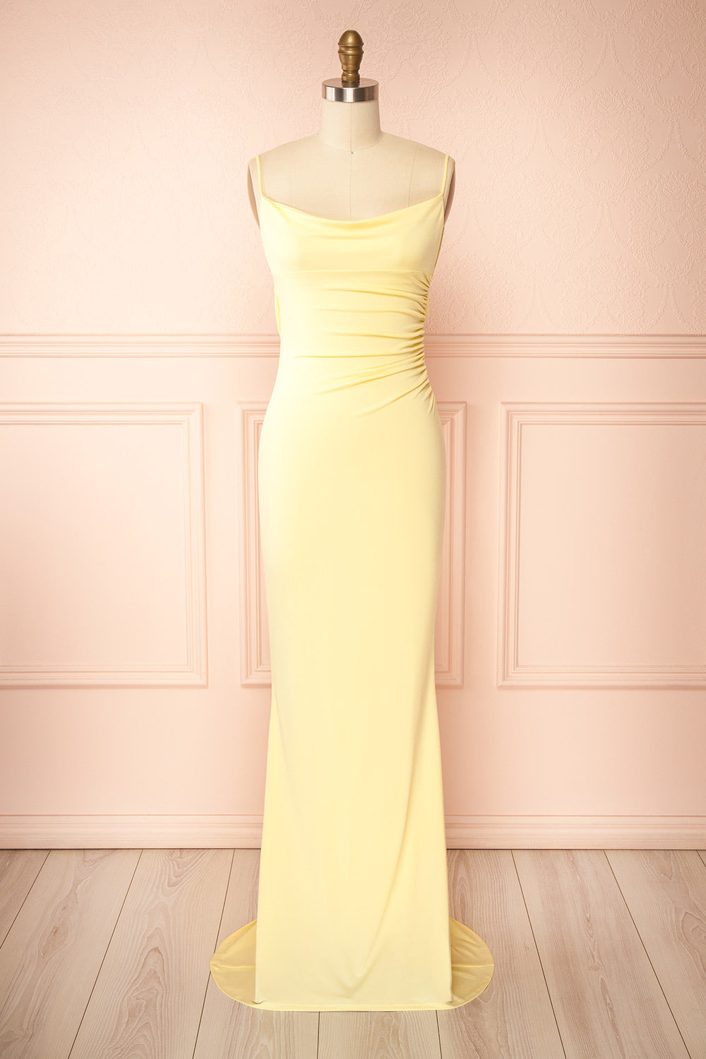 Nayla Light Yellow | Mermaid Maxi Dress with Open Back