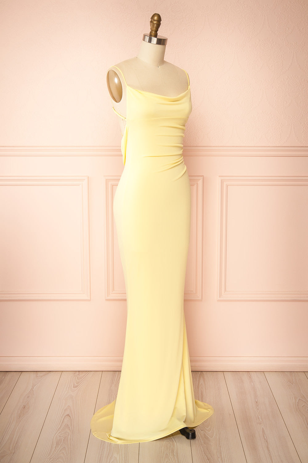Nayla Light Yellow | Mermaid Maxi Dress with Open Back
