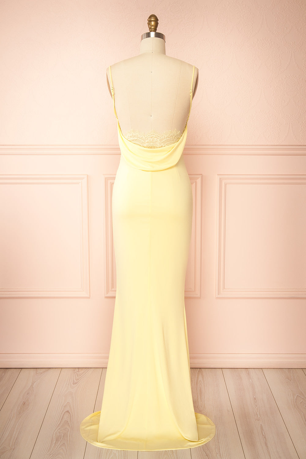 Nayla Light Yellow | Mermaid Maxi Dress with Open Back