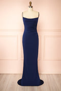 Nayla Navy | Mermaid Maxi Dress with Open Back