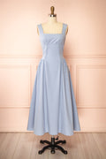 Nena Blue | Long Dress with Square Neckline