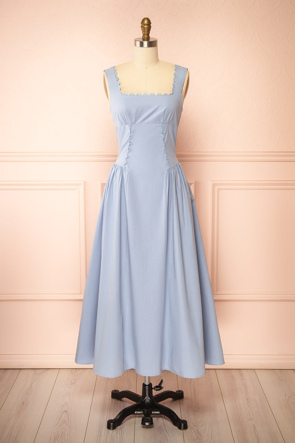 Nena Blue | Long Dress with Square Neckline