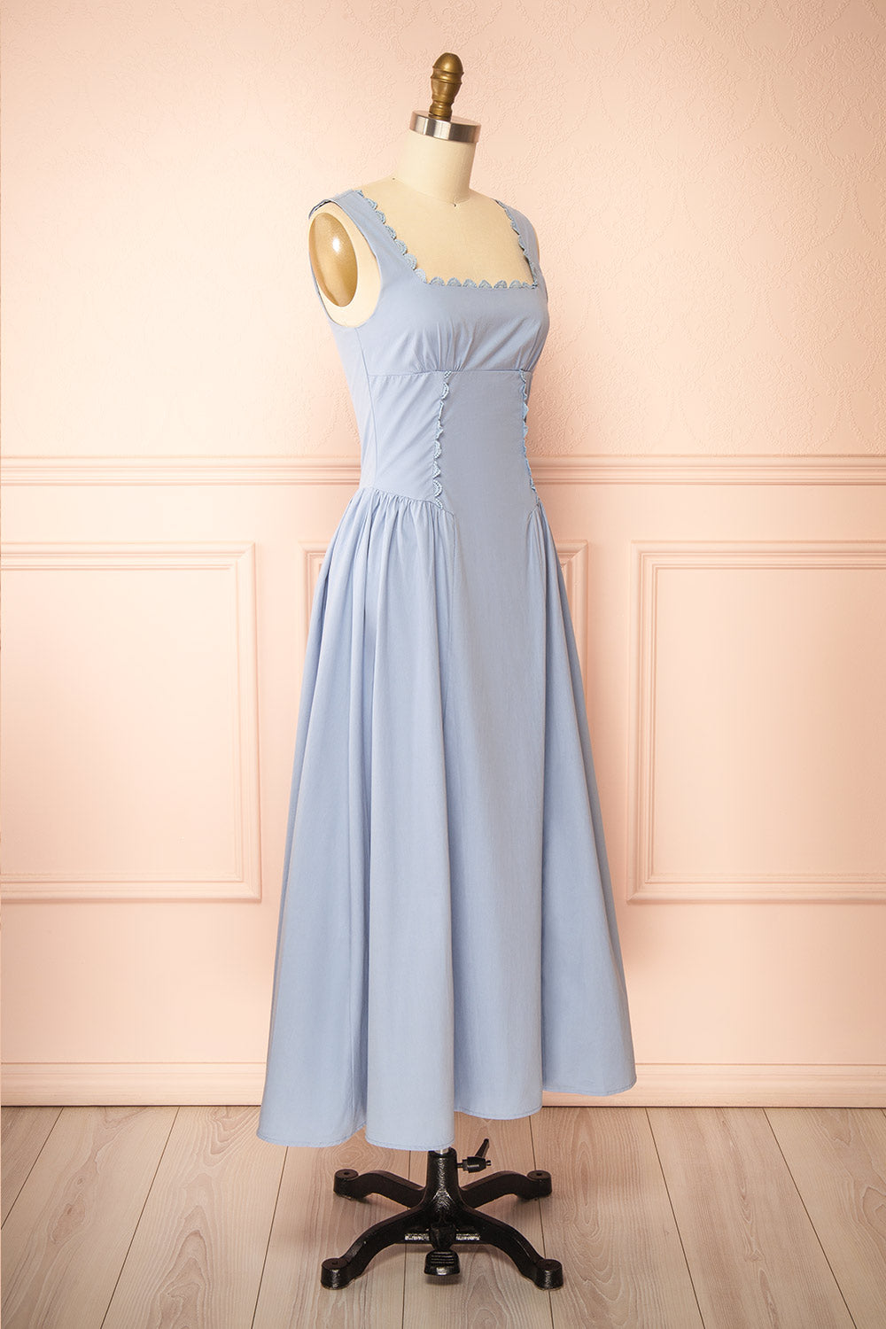 Nena Blue | Long Dress with Square Neckline