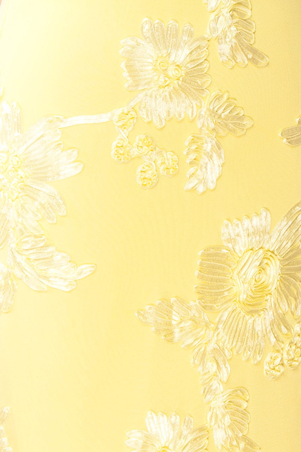 Neya Light Yellow | Mesh Floral Maxi Dress with Back Slit