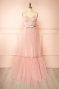 Nicola Blush | Strapless Corset Maxi Dress