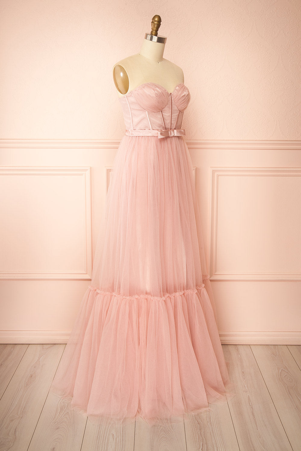 Nicola Blush | Strapless Corset Maxi Dress
