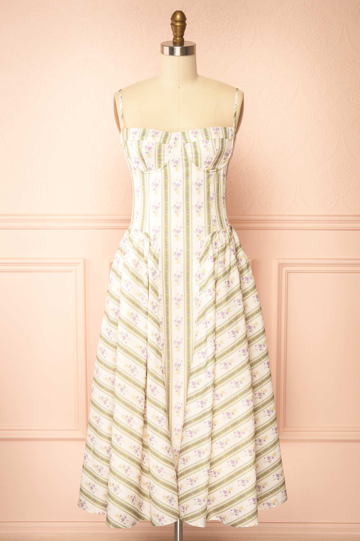 Nilaja | Floral Stripes Midi Dress with Pockets