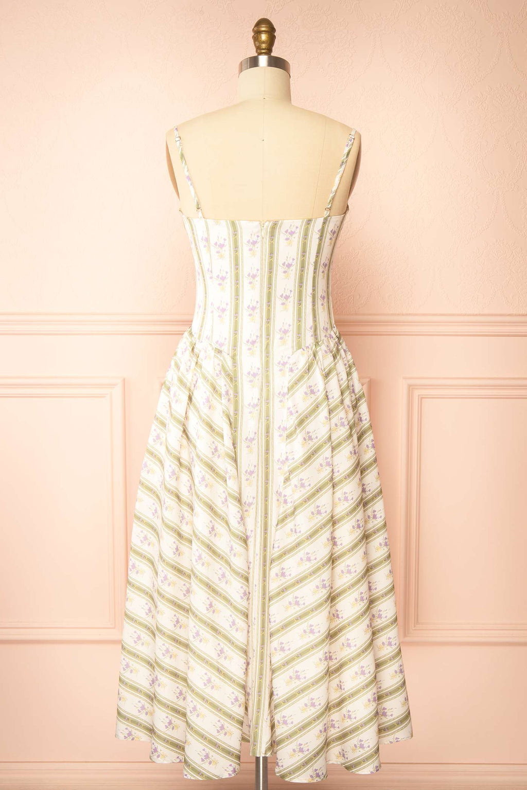 Nilaja | Floral Stripes Midi Dress with Pockets