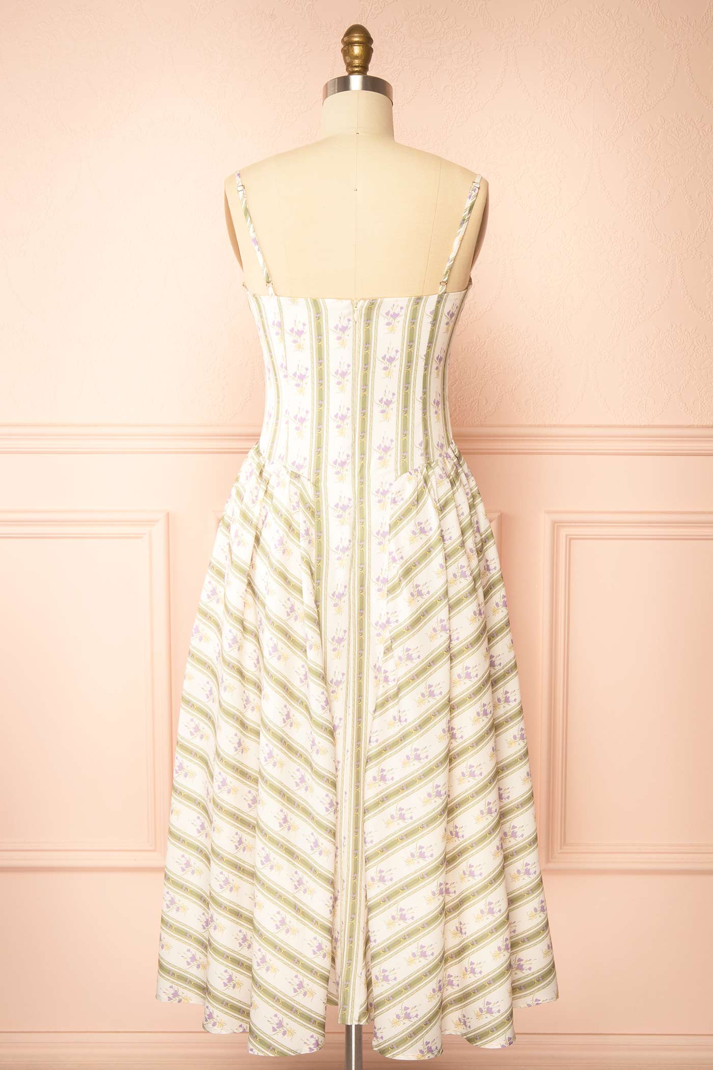 Nilaja | Floral Stripes Midi Dress with Pockets