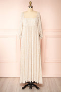 Ninon | Patterned Square Neck Maxi Dress with Empire Waist