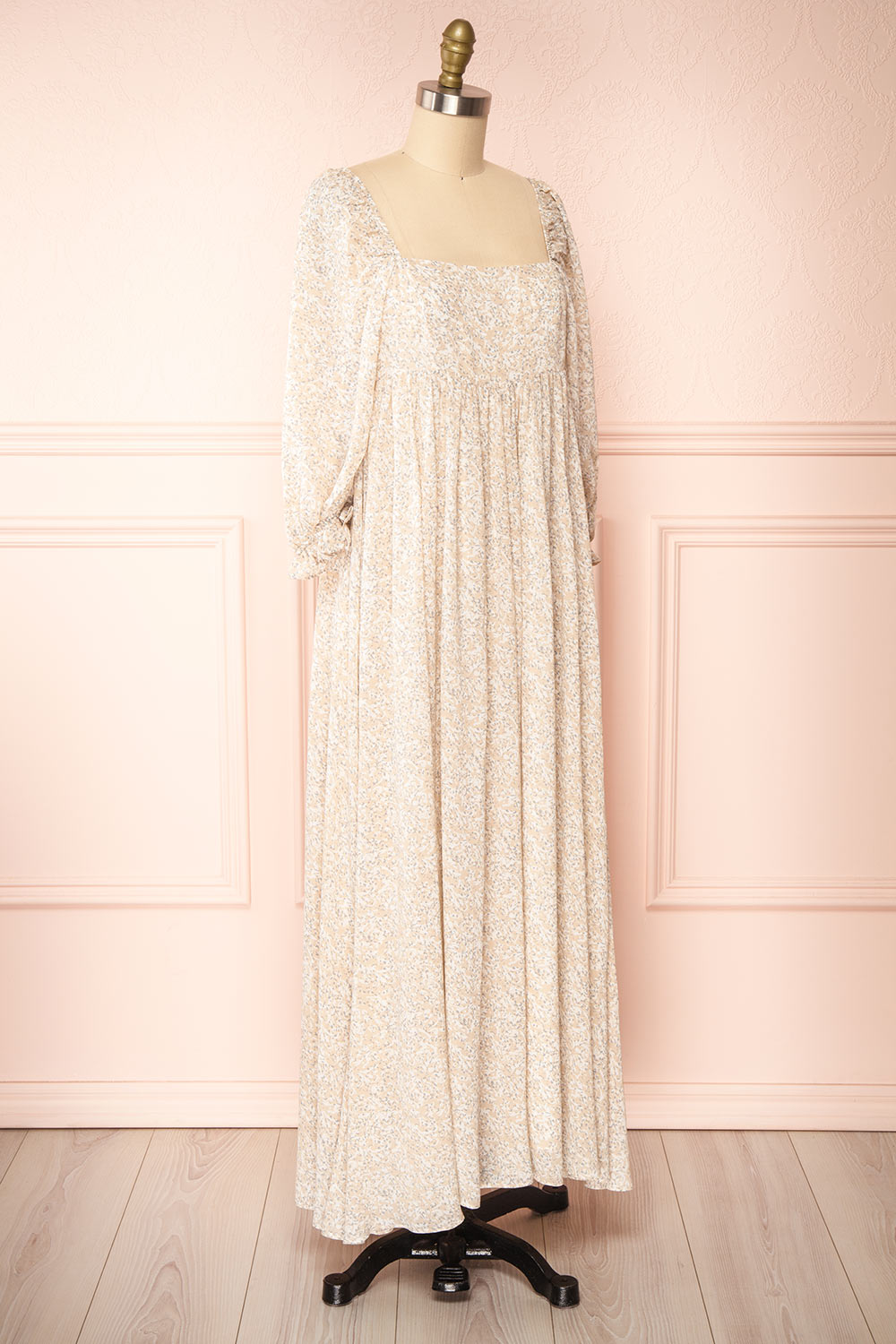 Ninon | Patterned Square Neck Maxi Dress with Empire Waist