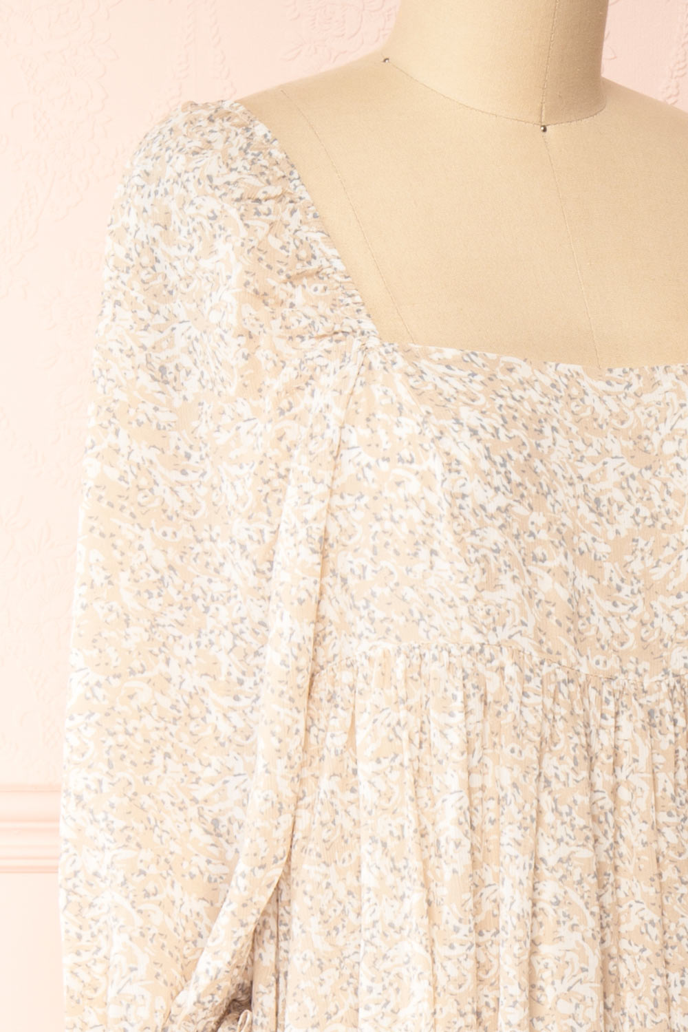 Ninon | Patterned Square Neck Maxi Dress with Empire Waist