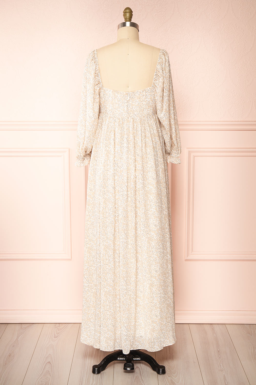 Ninon | Patterned Square Neck Maxi Dress with Empire Waist