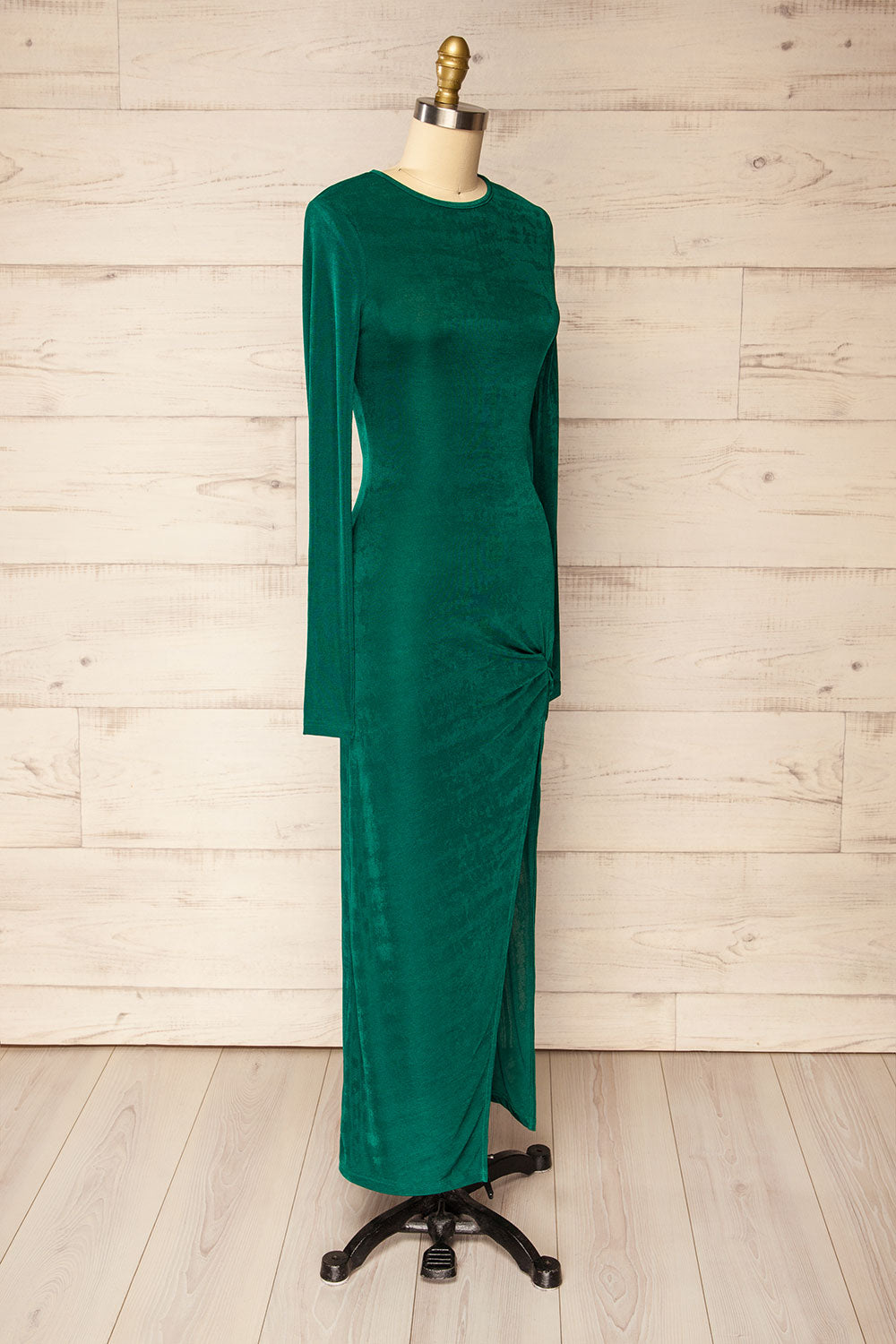 Nogent | Green Long-Sleeved Dress w/ Slit