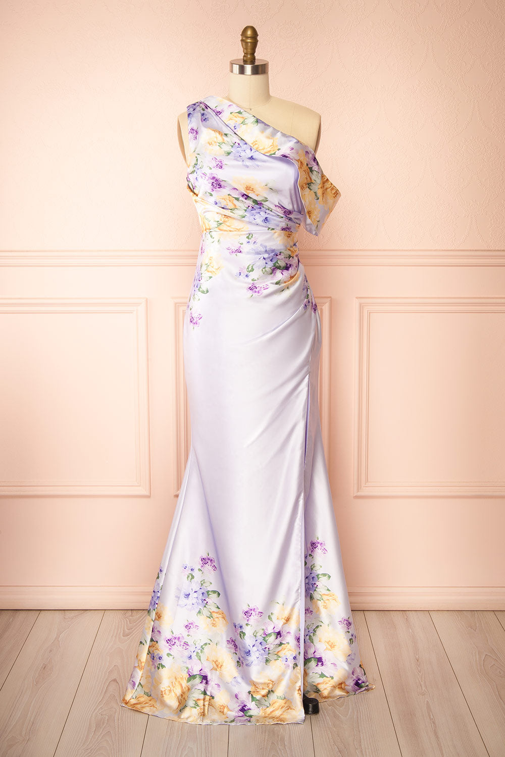 Nymara | One-Shoulder Lilac Dress with Slit