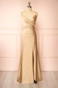 Nyra Champagne | Mermaid Dress w/ Wrapped Bodice