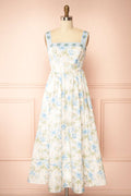 Opaline Blue | Floral Maxi Dress with Pockets