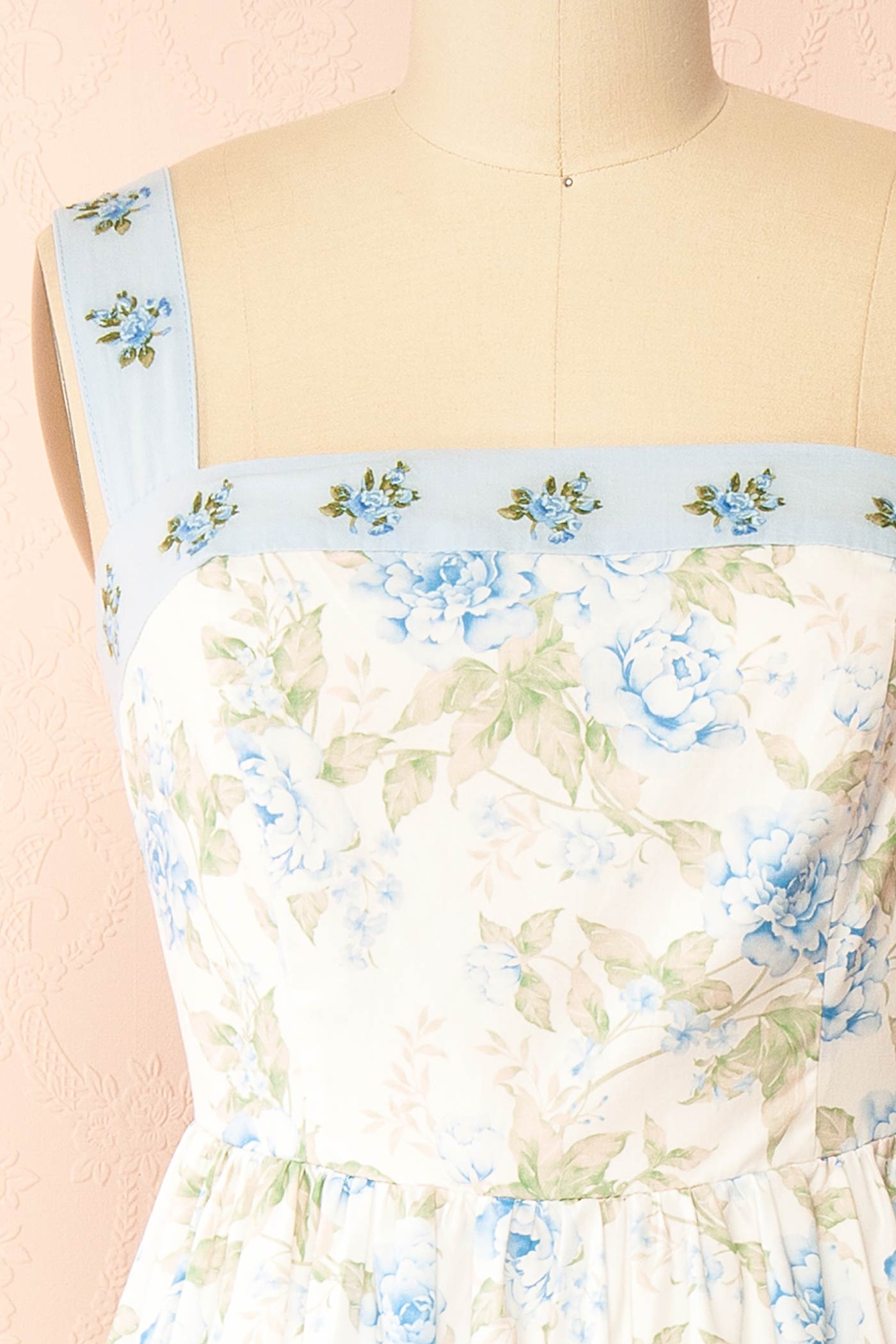 Opaline Blue | Floral Maxi Dress with Pockets