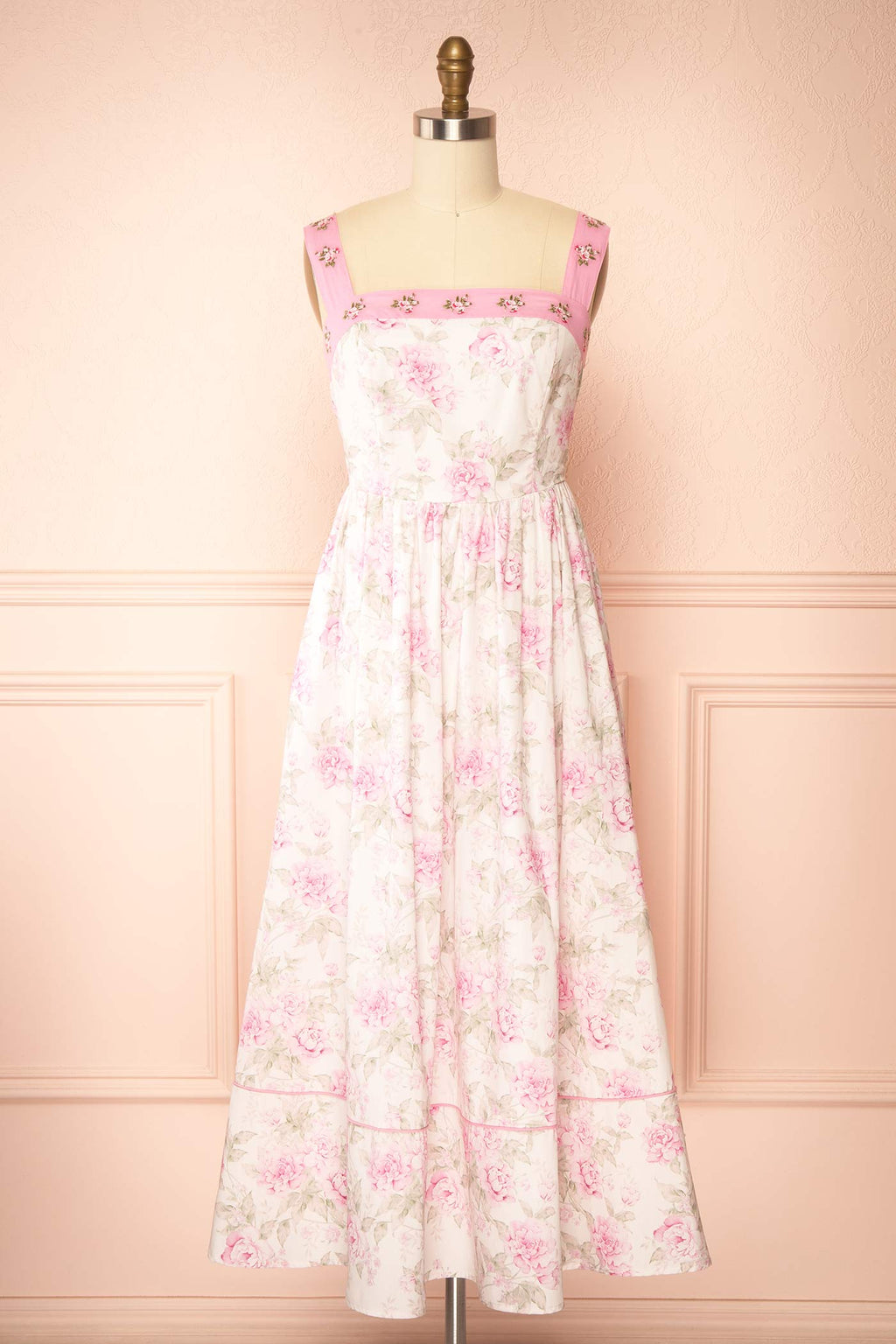 Opaline Pink | Floral Maxi Dress with Pockets