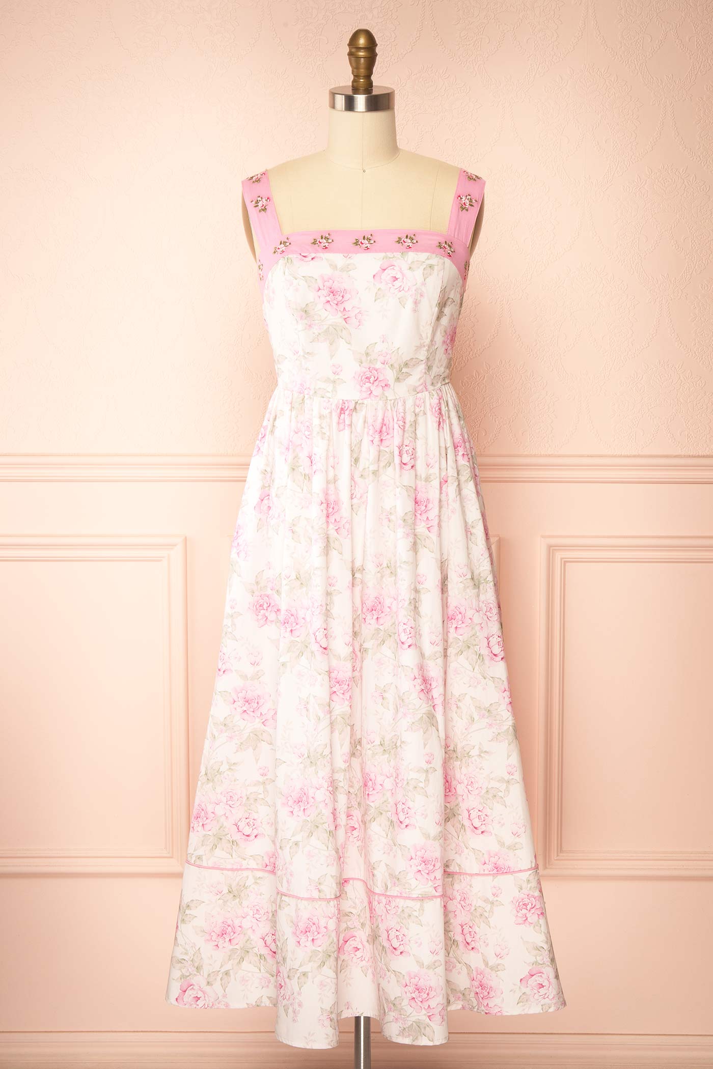 Opaline Pink | Floral Maxi Dress with Pockets