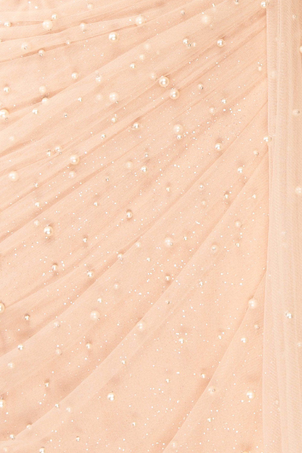 Orphee | Pink Pleated Gown w/ Pearls & Cape