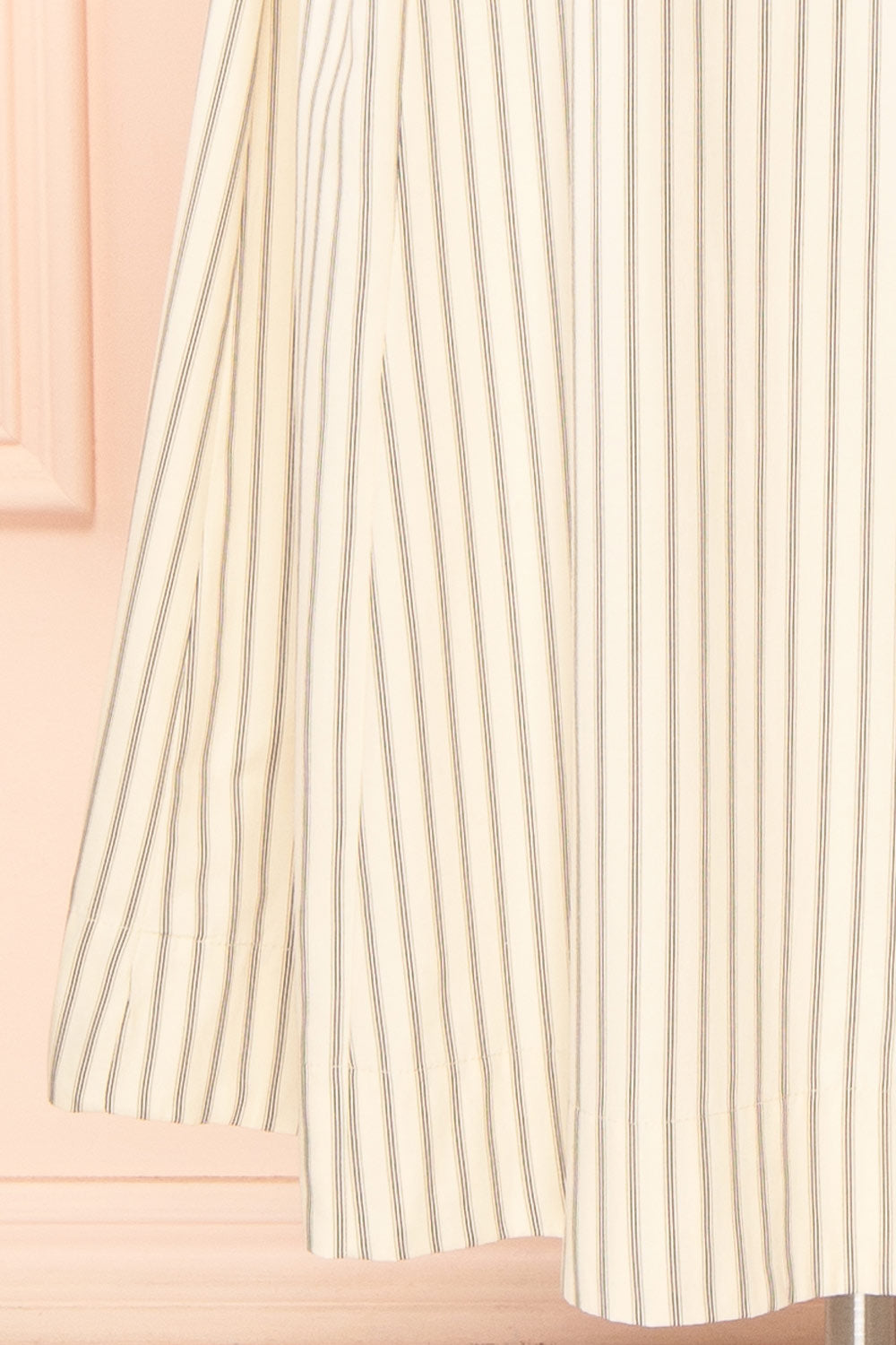 Palashi | Ivory Striped Sleeveless Midi Dress with Pockets