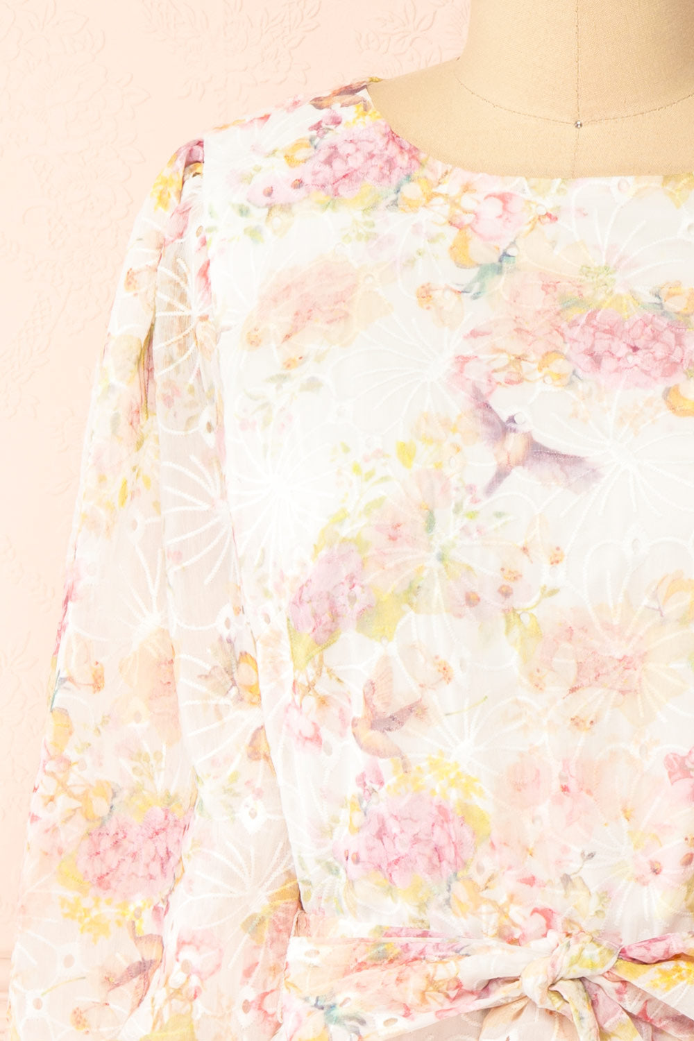 Paratina | Short Openwork Floral Dress