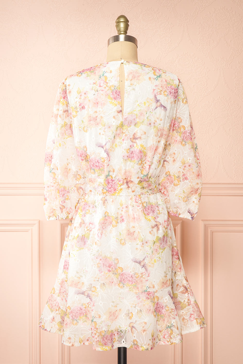 Paratina | Short Openwork Floral Dress