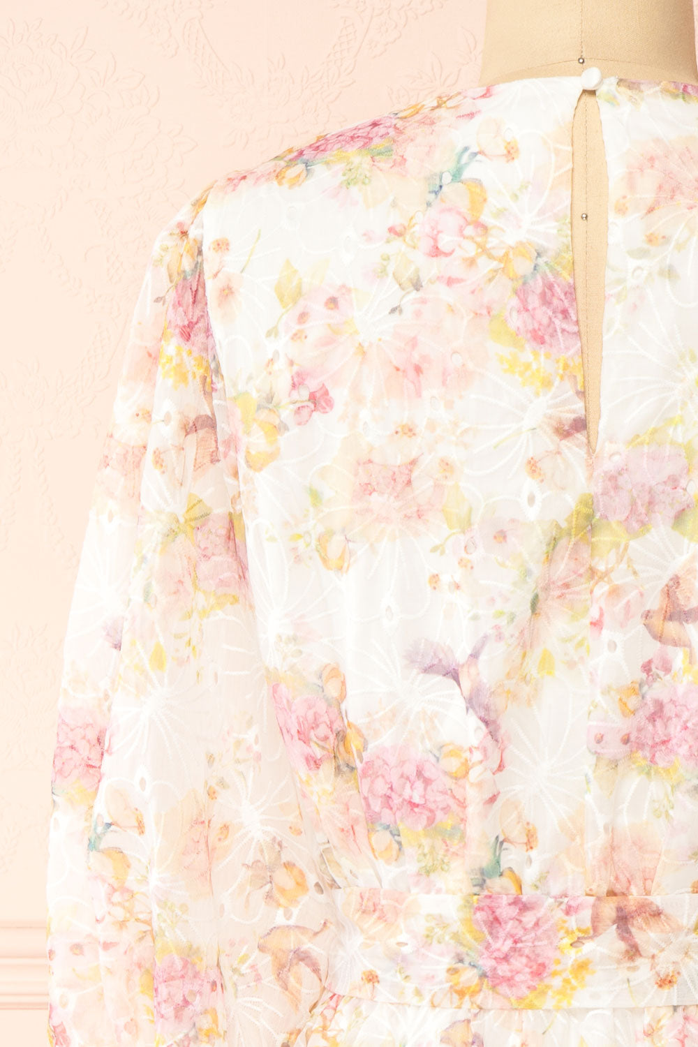 Paratina | Short Openwork Floral Dress