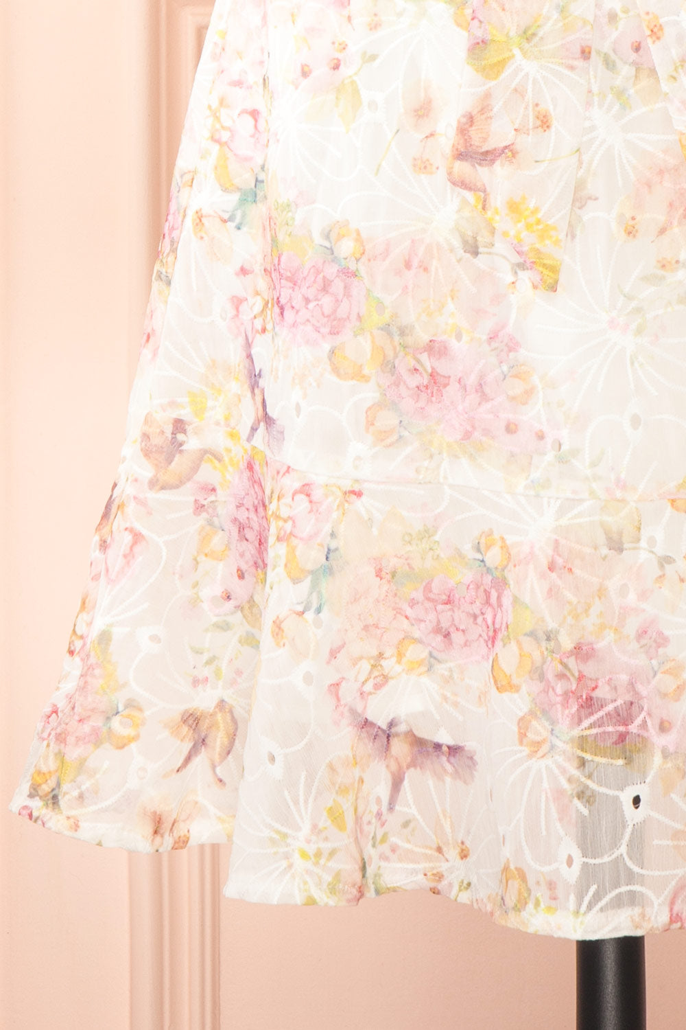 Paratina | Short Openwork Floral Dress