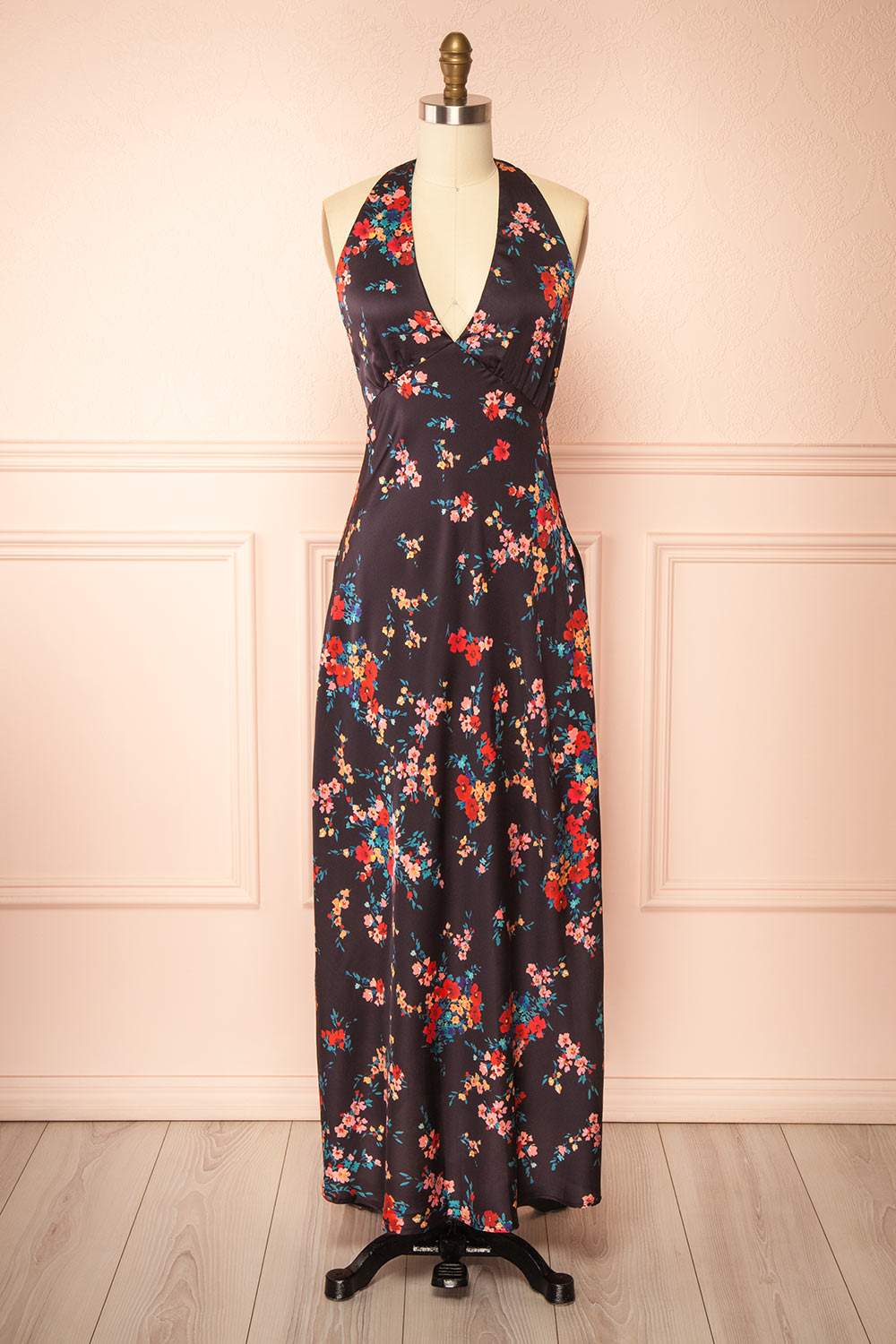 Patrice | Floral Maxi Dress with Halter Neckline