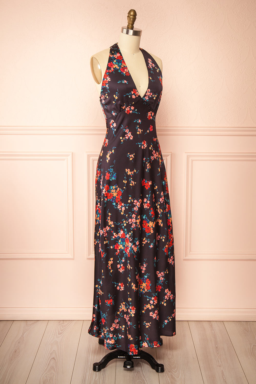 Patrice | Floral Maxi Dress with Halter Neckline