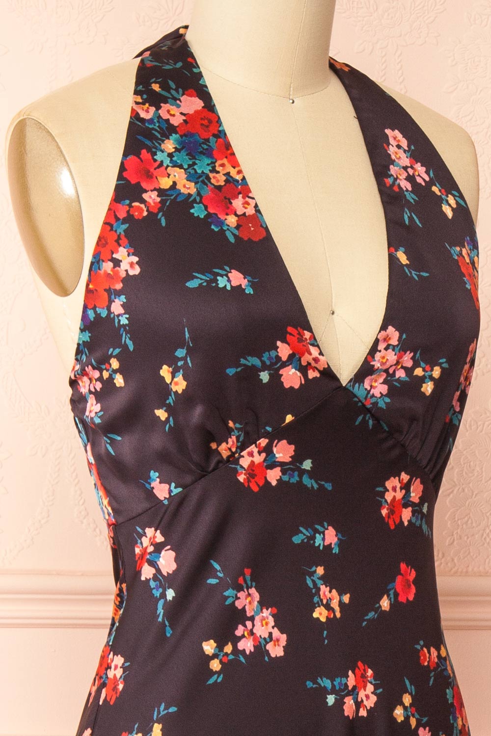 Patrice | Floral Maxi Dress with Halter Neckline