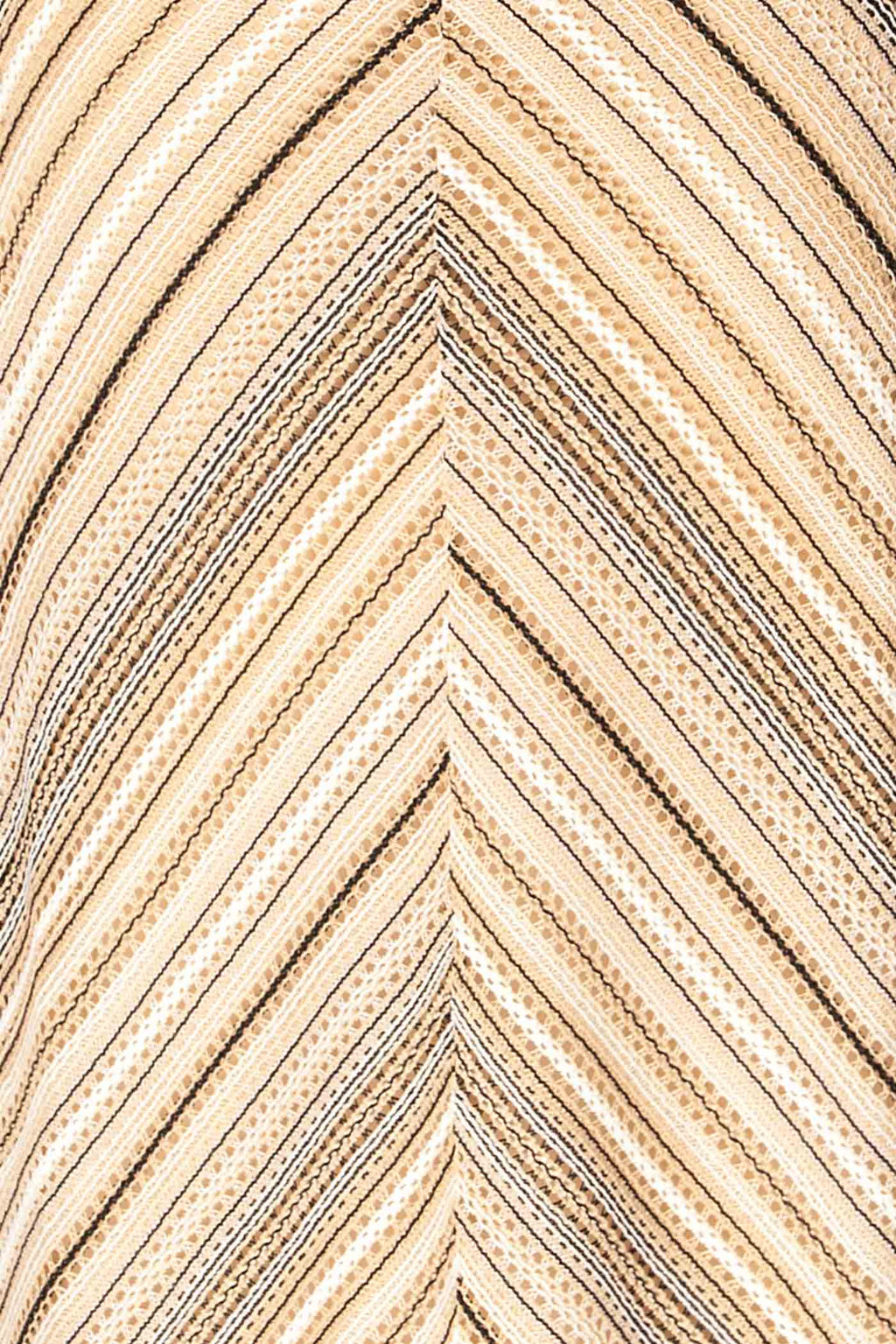 Pavia | Beige Multi Chevron Stripe Pointelle Crochet Midi Dress