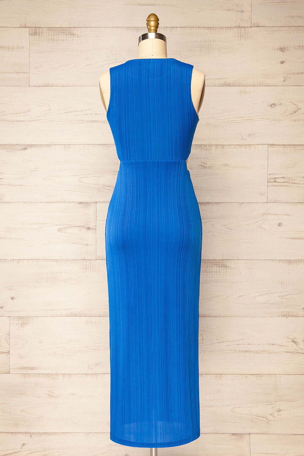 Penticton | Blue Fitted Midi Dress w/ Cut-Outs