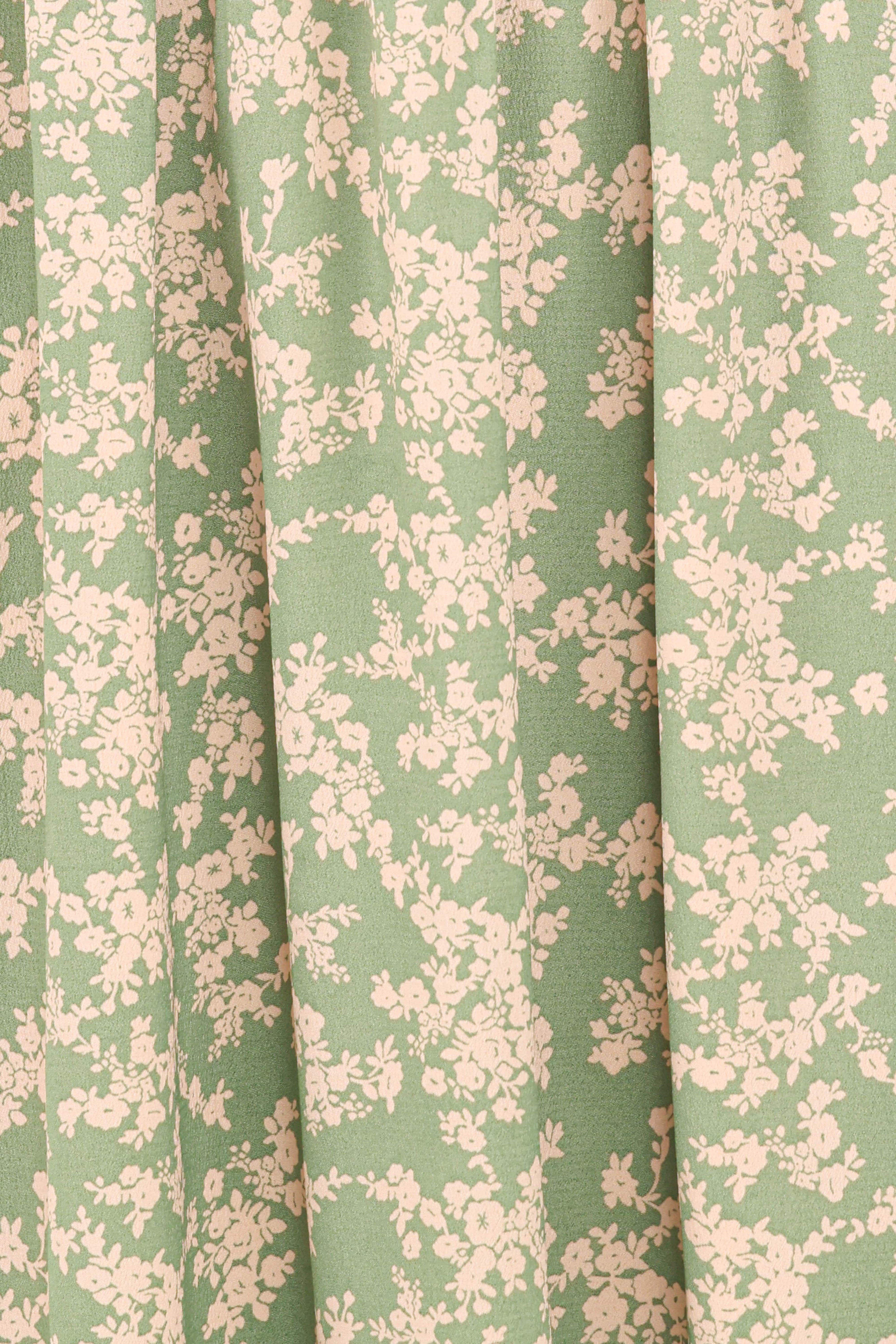 Ashara Long Sleeve Midi Dress - Green Floral